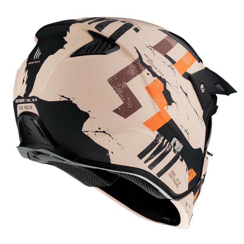 Casco MT Streetfigther Skull  A14 Matt Orange talla L