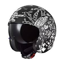 CASCO LS2 ABIERTO OF599 SPITFIRE II TRIBAL MATT BLACK WHITE