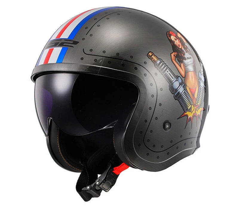 CASCO LS2 ABIERTO OF599 SPITFIRE II BOMBRIDER BRUSHED ALLOY