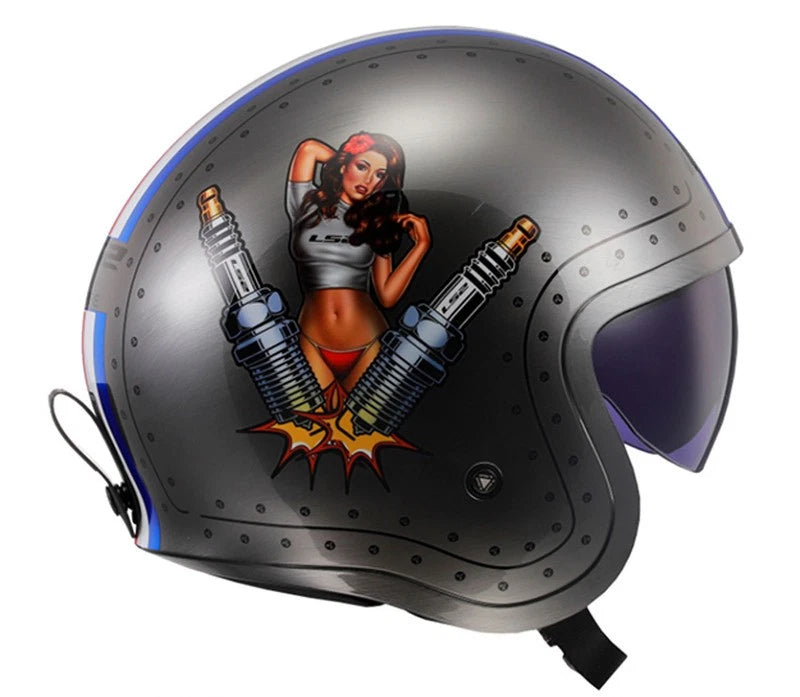 CASCO LS2 ABIERTO OF599 SPITFIRE II BOMBRIDER BRUSHED ALLOY