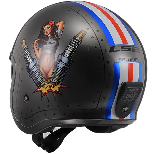 CASCO LS2 ABIERTO OF599 SPITFIRE II BOMBRIDER BRUSHED ALLOY